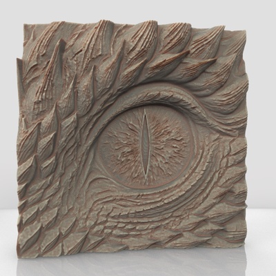 dragon eye decor art stl 3d model bas-relief bust wall dekor art fan sculptures busts cnc router animal cute print bas relief 3d print model - Mito3D