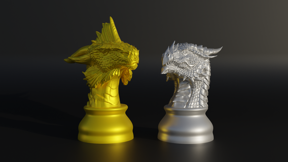 dragon figure chess set - 8 different pieces 3d print model stl scifi challenge knight victory pawn queen gameplan strategic board game king horse triumph 3d print model - Mito3D