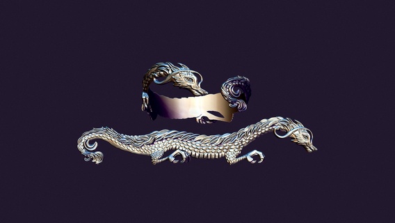dragon flat bracelet Jewelry reptile jewelry gold silver ring jewel magical jewellery asia rings 3d print model - Mito3D