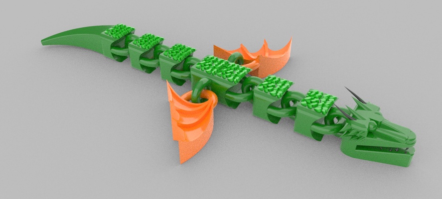 dragon flexi flexible movimiento art toy 3d print model - Mito3D