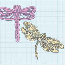 Drachen Fliege Dekor stilisiert Insekt Dekoration Libelle Ornament 3d print model - Mito3D