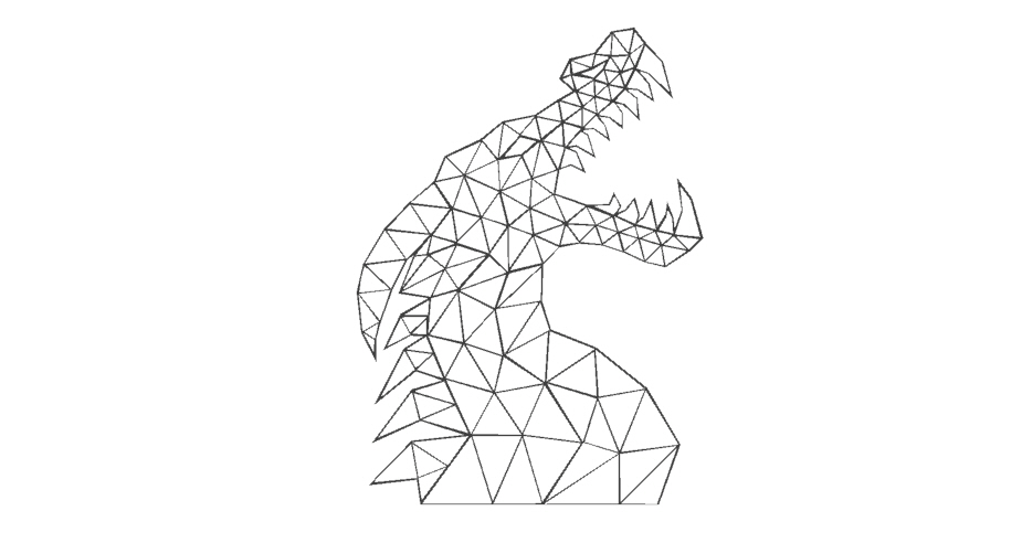 dragon géométrique art décoration décor 2d intérieur conception porte clés emblème pendentif mur logo mer fantaisie monstre dinosaure animal 3D print model - Mito3D