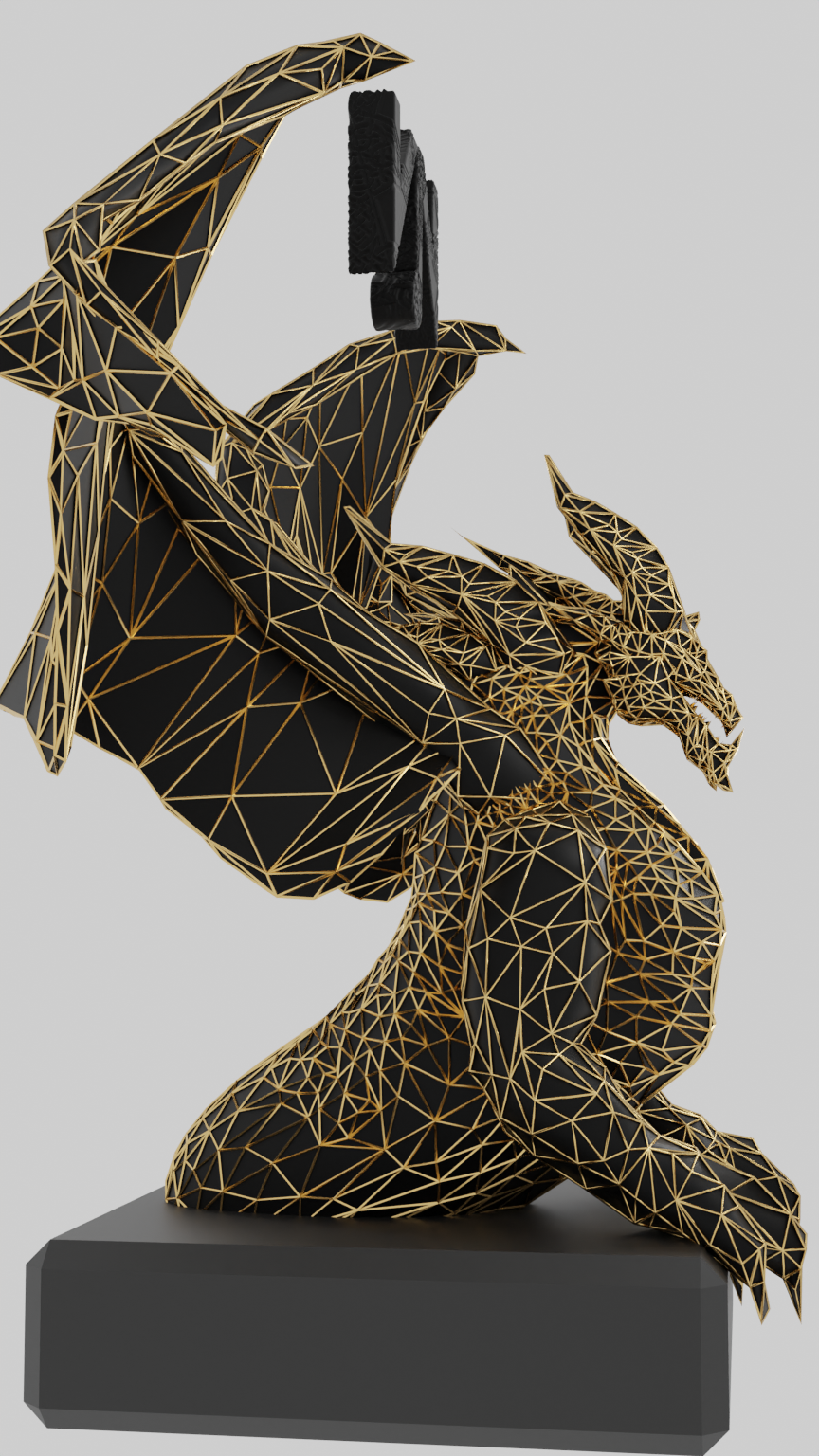 dragon gold lowpoly vn Art animal low poly 3D print model - Mito3D