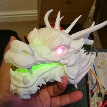 dragon head - glowing eyes mouth art sculptures lights electronics 3d print model - Mito3D