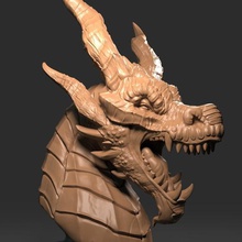 cabeça de dragão 03 a arte desenhos brinquedo peixe impressão 3d escultura animais 3d print model - Mito3D