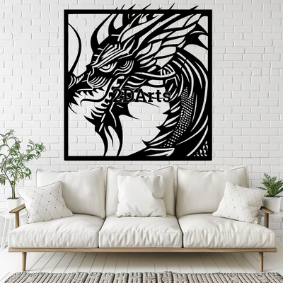 dragon head 2d wall art window - digital stl & svg file home fantasy 3d printing laser cutting home decor cults3d download game room themed party decoration halloween birthday gift mythical adventure theme strength power enthusiasts dramatic shadows cre 3d print model - Mito3D