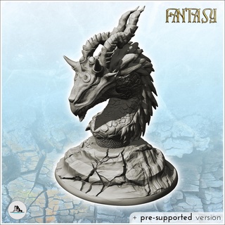 dragon head double horns scaled skin 4 - medieval fantasy magic feudal old archaic saga 28mm 15mm chaos darkness demon scenery figure statue miniatures resin character rpg terrain diaroma mini middle age dark fantastic war traditionnal empire village 3d print model - Mito3D