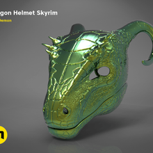 dragon helmet skyrim game female dragons magic fantasy lizard costume cosplay horns mask drake head 3d print model - Mito3D