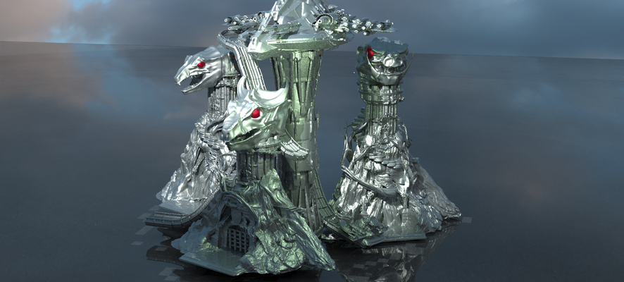 dragão homem inspirado coleção arquitetura sombrio construção cidade estruturas futurista exterior construtor sci fi arquitetônico 3d print model - Mito3D