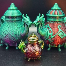 dragon kettle art tea pot dish multimaterial mmu palette 3d print model - Mito3D