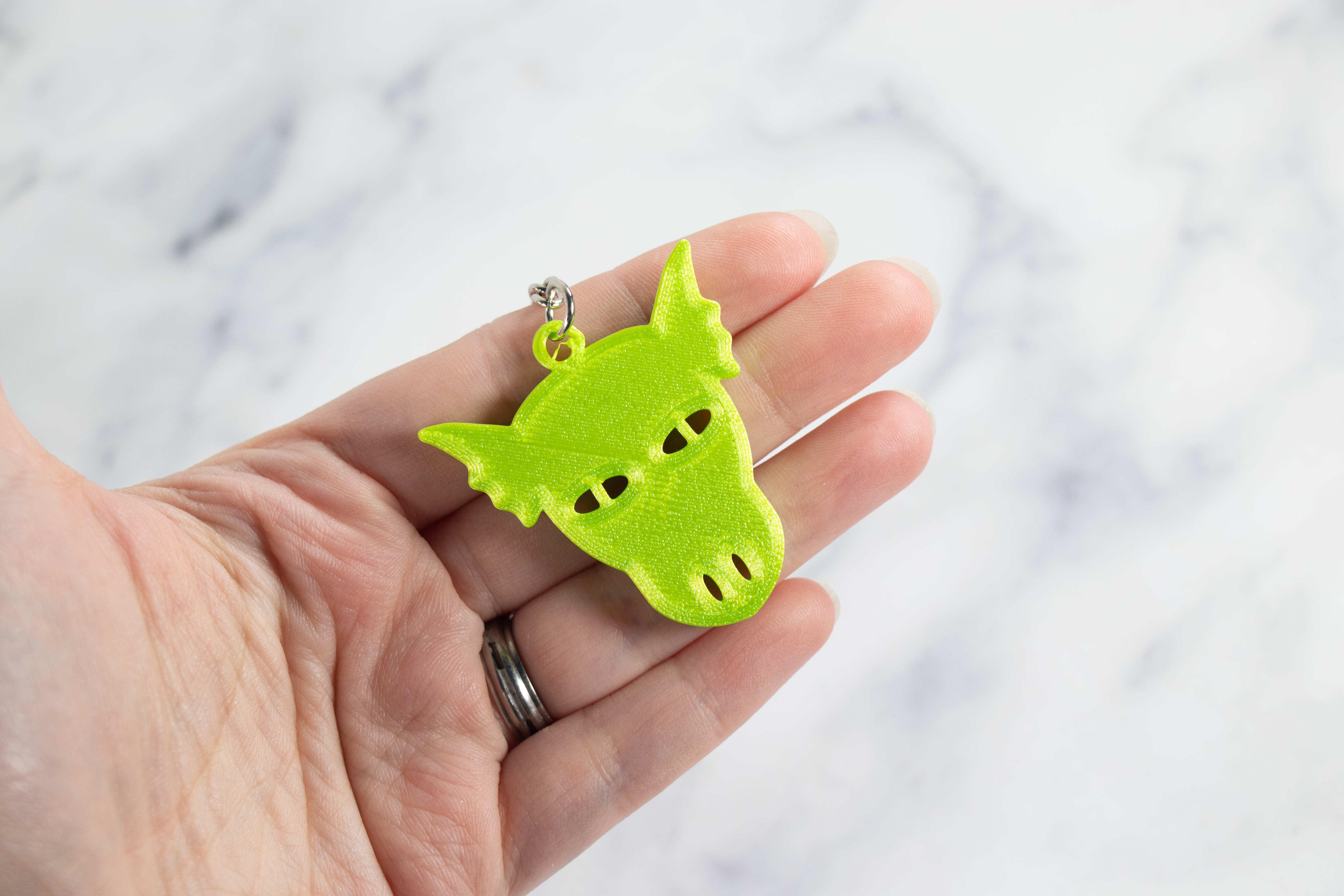 dragon keychain head animal key chain simple accessory kids cute fantasy 3D print model - Mito3D