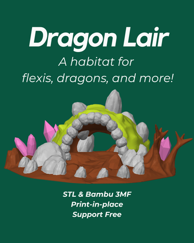 dragon lair - fdm friendly mini cave game den dungeon dungeons dragons dnd fantasy articulated flexi multicolor terrain tabletop ttrpg 3d print model - Mito3D