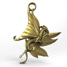 dragon leaf pendant jewelry jewel art 3d print model - Mito3D