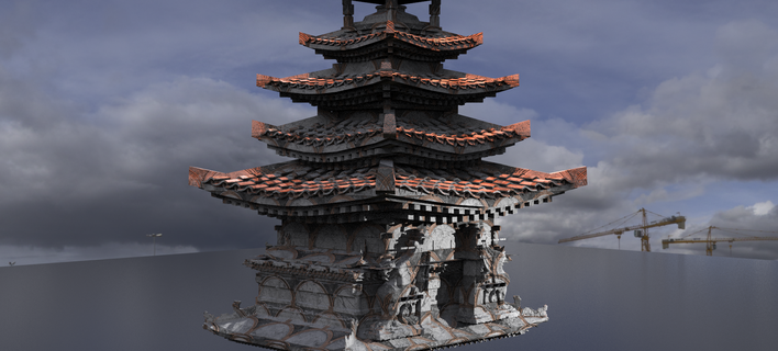 Drachen Herr Tempel 4 mittelalterlich industriell Halloween Grusel architektonisch Gebäude Ruine uralt Fantasie Statue Dracula vlad Dom Brücke Brücken Samurai Japan 3d print model - Mito3D