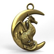 dragon moon pendant 2 jewelry fantasy medieval art jewel 3d print model - Mito3D