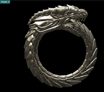 Dragão ouroboros anel ouro comer 3d print model - Mito3D