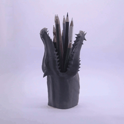 dragon pen holder desk art organizer sculpture pencil artistic decor 3d print model - Mito3D