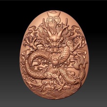 pingente dragão a arte oriental china jóias baixo-relevo decoração 3d print model - Mito3D