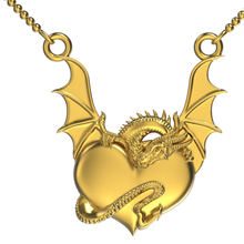 dragon pendentif bijoux collier cœur art animal de 3d print model - Mito3D
