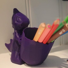 dragão penholder a casa lápis de cor pastel do titular baixa contagem polígonos stl 3d print model - Mito3D