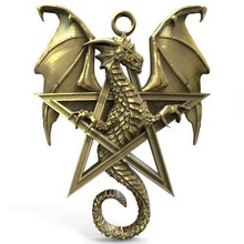 dragon pentagram pendant jewelry jewel medieval fantasy 3d print model - Mito3D