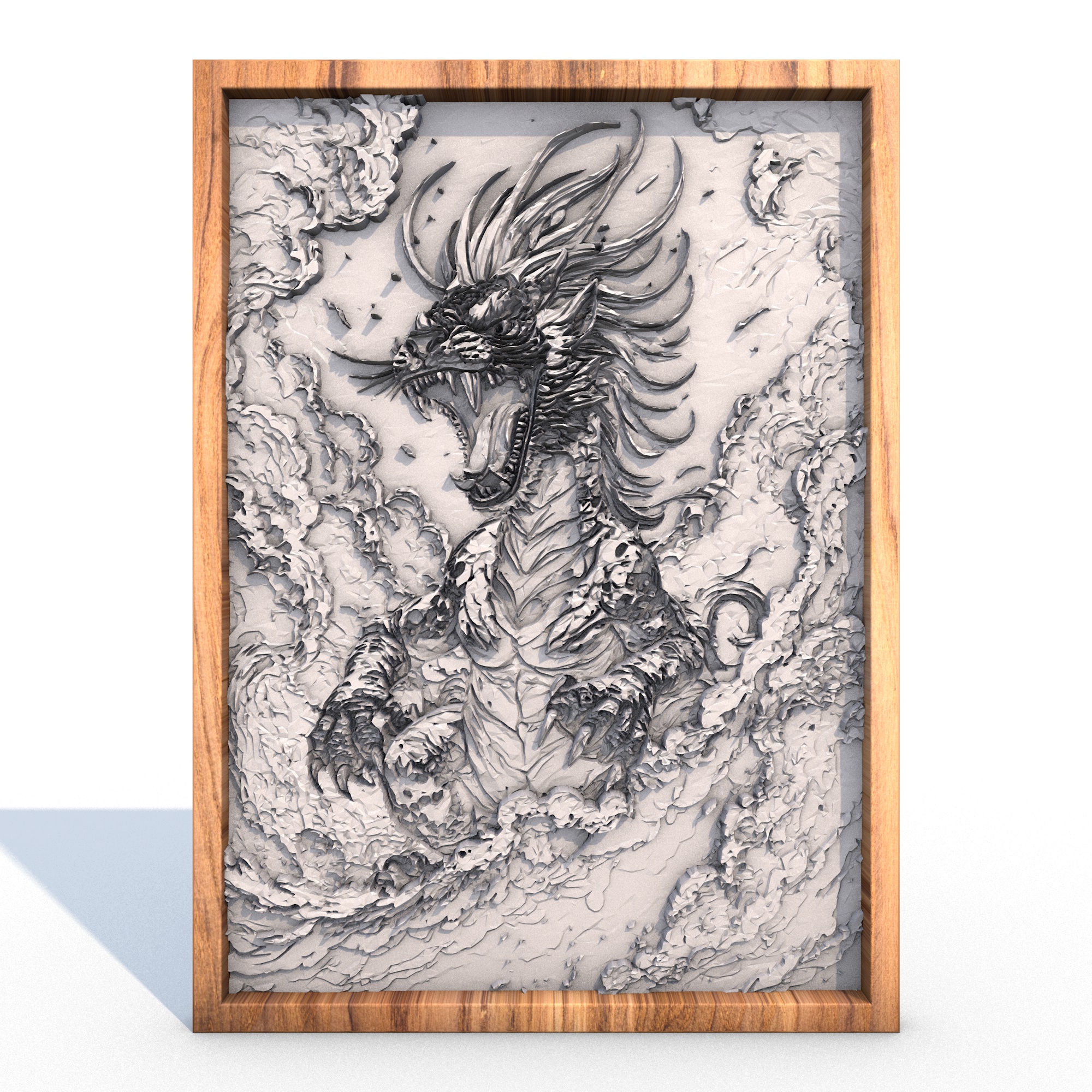 dragon poly home decor wall art art 3d reptile abstract pixel lizard animal head polygon mythical serpent folklore polygonal mythology myth geometric legend creature 3D print model - Mito3D