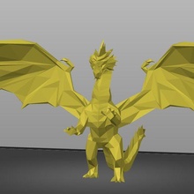 Drachen poly Kunst Tier Lowpoly Dekor Skulptur 3d print model - Mito3D