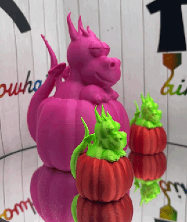 dragon pumpkin halloween spooky season non flexi decoration holiday cute 3d print model - Mito3D