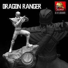 dragon ranger art de la puissance vert figure diorama 3d print model - Mito3D