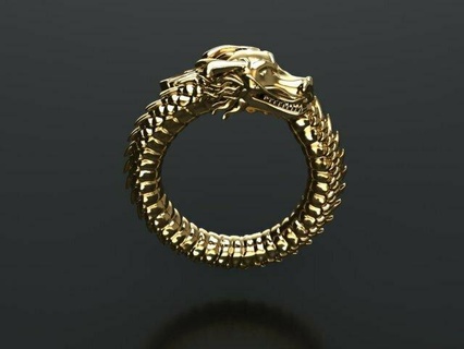 dragon ring gold anime rhino print design silver 3d print model - Mito3D