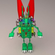 dragon 3d, robot drago 3d cyborg arte 3d print model - Mito3D