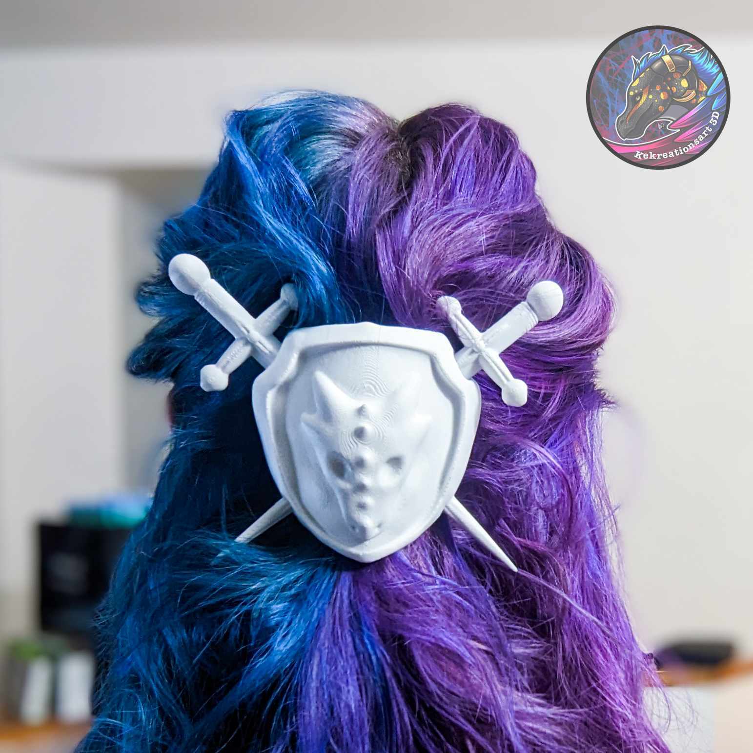 Dragão escudo cabelo PIN acessório joalheria 3D print model - Mito3D