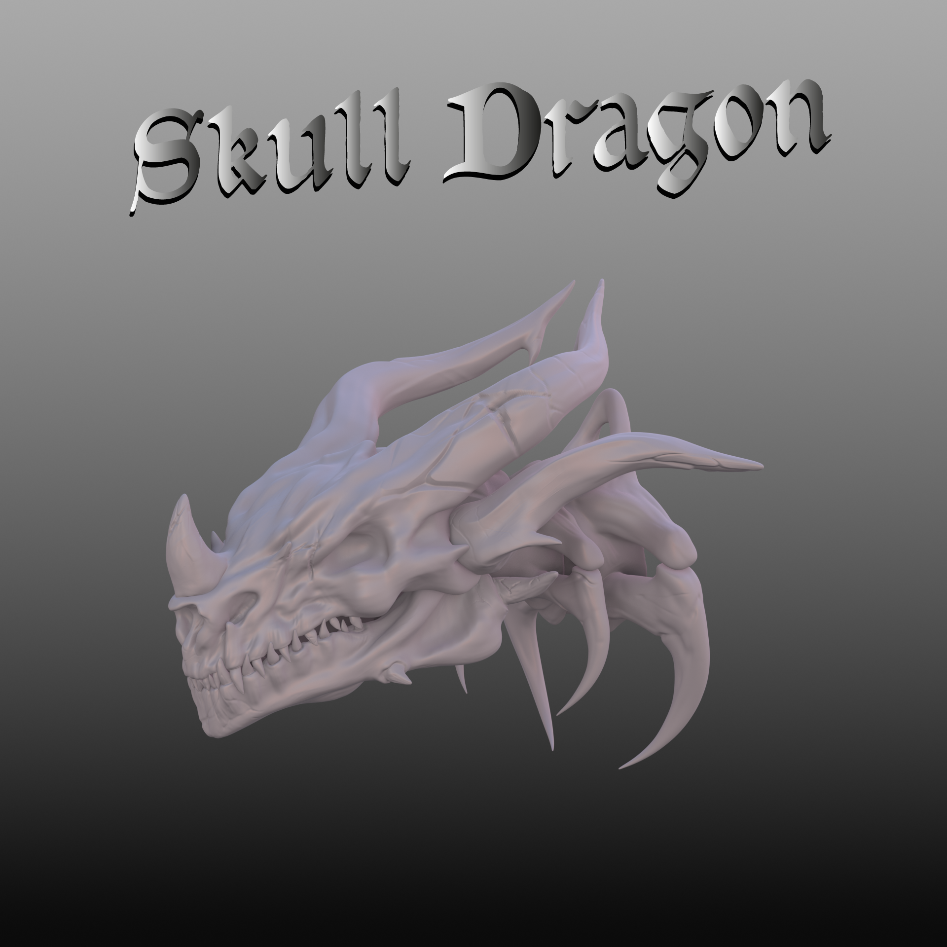 dragon skull demon decoration monster horns head animal fantasy free 3D print model - Mito3D