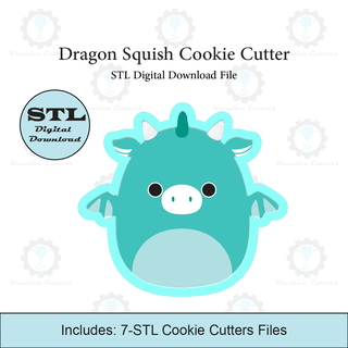 dragon squish cookie cutter stl file cutters squishmallow 3d print model - Mito3D