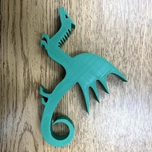 dragón de pie ponderado el papel titular llavero art simple escultura los reptiles verde 3d print model - Mito3D