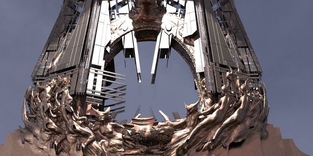 dragon tower gateway 3 tatooine starwars space gonk ship mountain rocks alien architectural ruin sci fi 3d print model - Mito3D