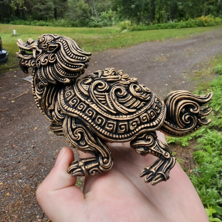 Drachen Schildkröte Kunst Skulptur Tier scifi Fantasie Filigran aufwendig dekorativ östlich 3D print model - Mito3D