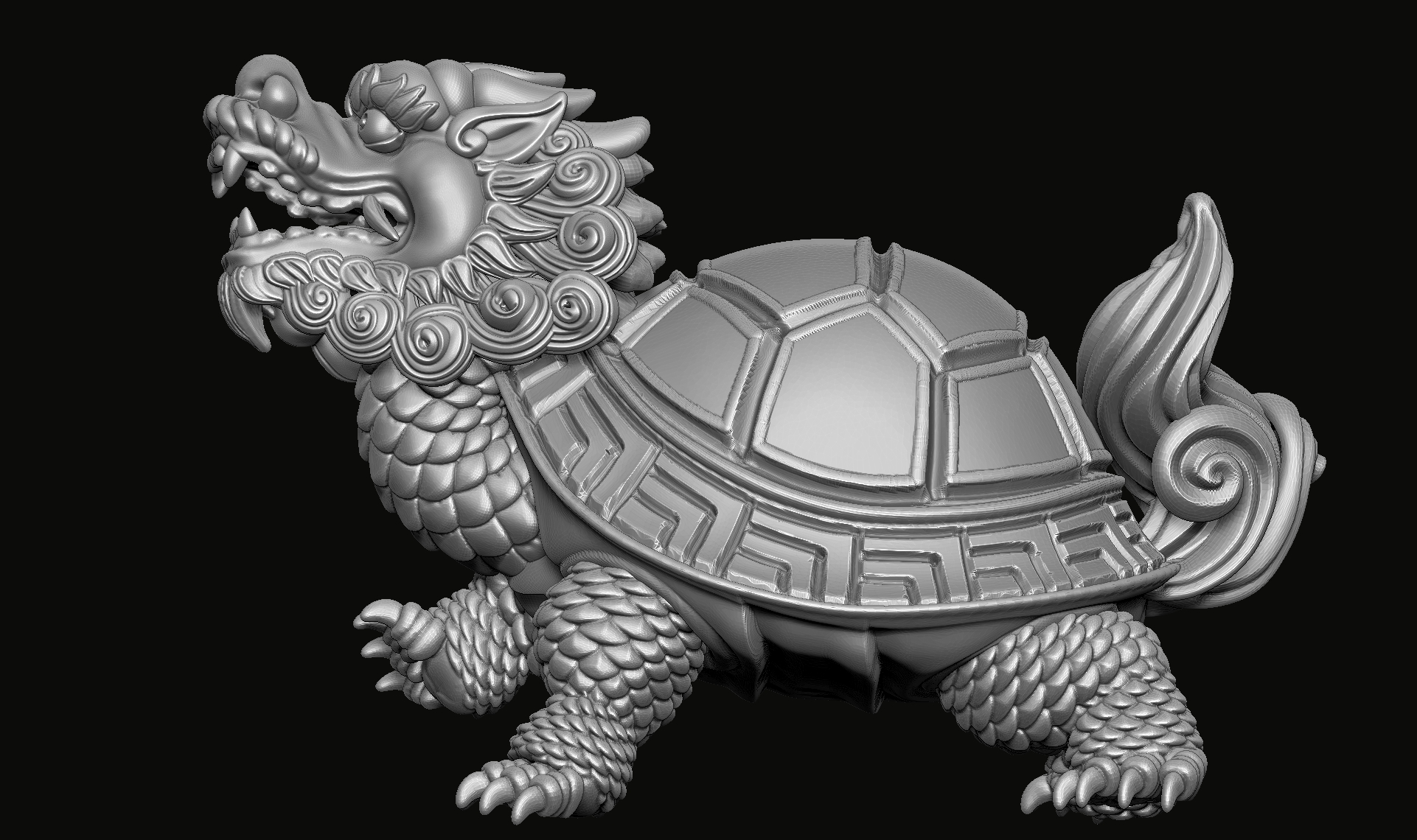 Ejderha kaplumbağa heykel 3d Yazdır model hayvan kolye madalyon takı bas Rahatlama oymak Sanat heykeller 3D print model - Mito3D