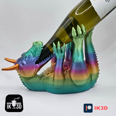 dragon wine bottle holder no supports dnd fantasy dragonxcults 3d print model - Mito3D