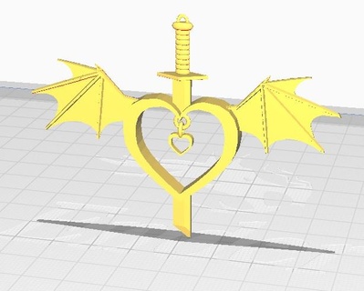 dragon winged heart pendent dragon wings heart pendent necklace v-day valentines love  3d print model - Mito3D