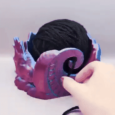 dragon yarn bowl knitting crochet fiber art 3d print model - Mito3D