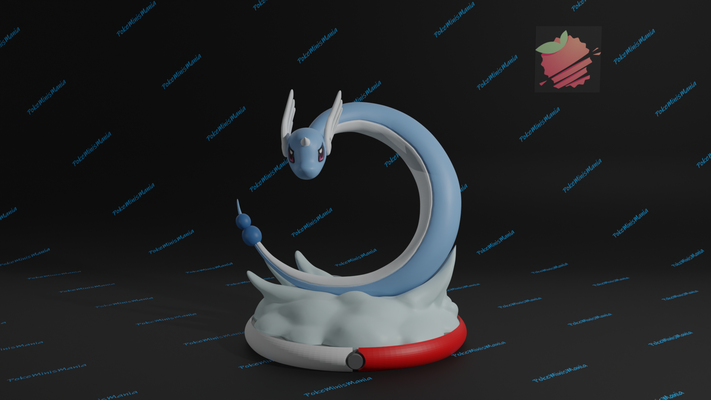 dragonair önceden desteklenen 3d yazdır model oyun dratini ejderit ejderha pokemon pokeball pokedex kül pikaçu eevee uçan drago su kasırga pokemini çılgınlığı 3d print model - Mito3D