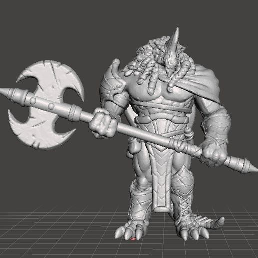 dragonborn barbarian champion miniature model fantasy games dnd 3D print model - Mito3D