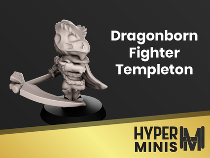 dragonborn combattant templeton chibi miniature mini donjons dragons personnage blanc dragon faux 3d print model - Mito3D