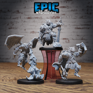 dragonborn warrior set dnd miniature tabletop miniatures gaming monster 3d model rpg dndminis stl file epic-miniatures dndminiatures 3dprint 3dminiature printedminis 3dprinting dungeon fantasy roleplaying dragon undead pre-supported 3d print model - Mito3D