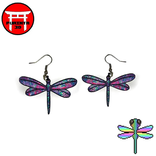 libélulas libélulas pendientes joyería joya libélulas pendientes pendientes pendientes pequeña pequeño lindo colores rambow 3d print model - Mito3D