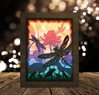 dragonfly lotus light box Home lamp lightbox 3d print model - Mito3D