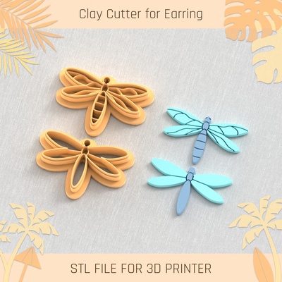 dragonfly pack summer clay cutter tools earring turtle beach shell 3d print model - Mito3D