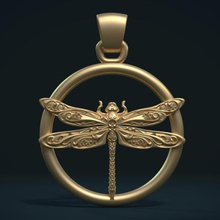 dragonfly pendant jewelry baroque stylized pattern embroidery fantasy badge wings insect relief 3d print model - Mito3D