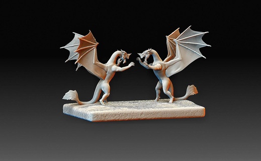 Drachen Statue Kreaturen Kunst poly druckbar Modell 3d print model - Mito3D